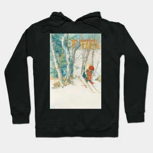 Girl on Skis by Carl Larsson Hoodie